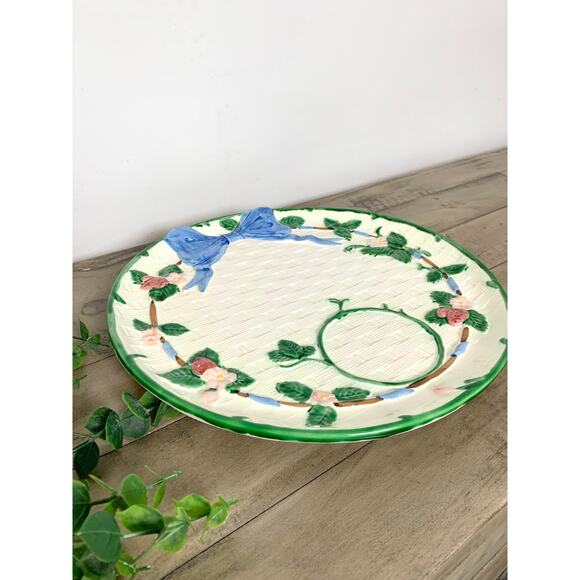Vintage Haldon Group Japan Ceramic Serving Platter Basketweave Bow Cottagecore - Picture 5 of 12